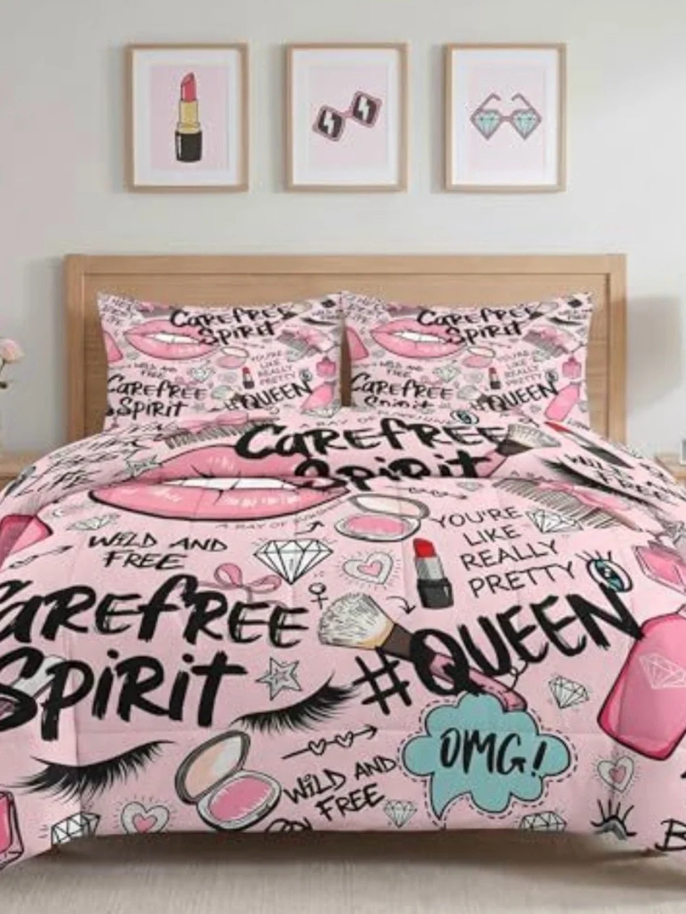 Carefree Spirit Pink GraphicComforter Set